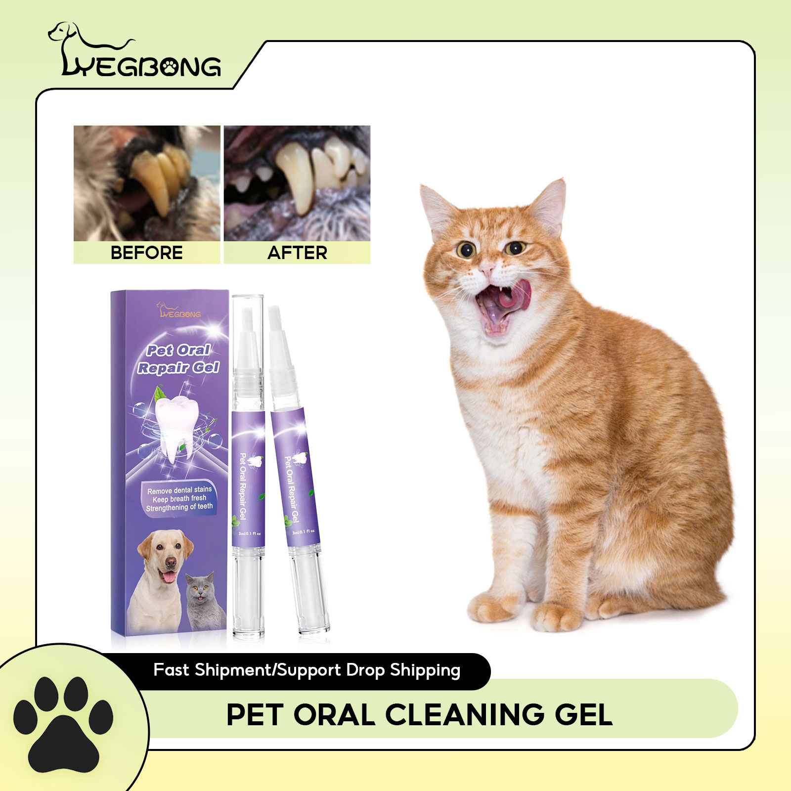 Teeth Whitening Gum - Pet Oral Repair Gel Puppy Tartar