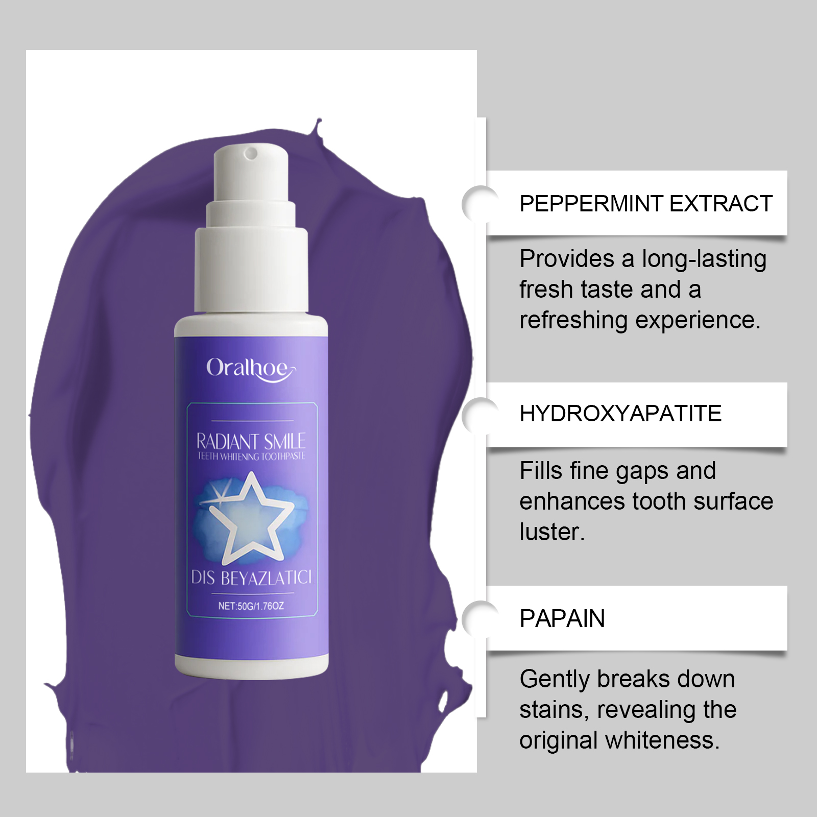 ORALHOE 50g Purple Teeth White - Teeth Whitening Or Bleaching 评论和价格