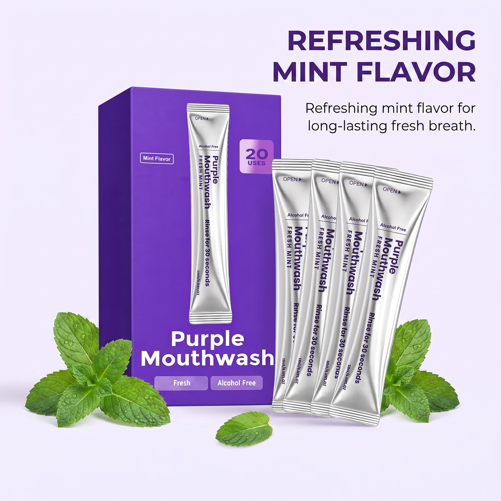 Purple Fresh Mouthwash Remove  - Teeth Whitening Gum 评论和价格