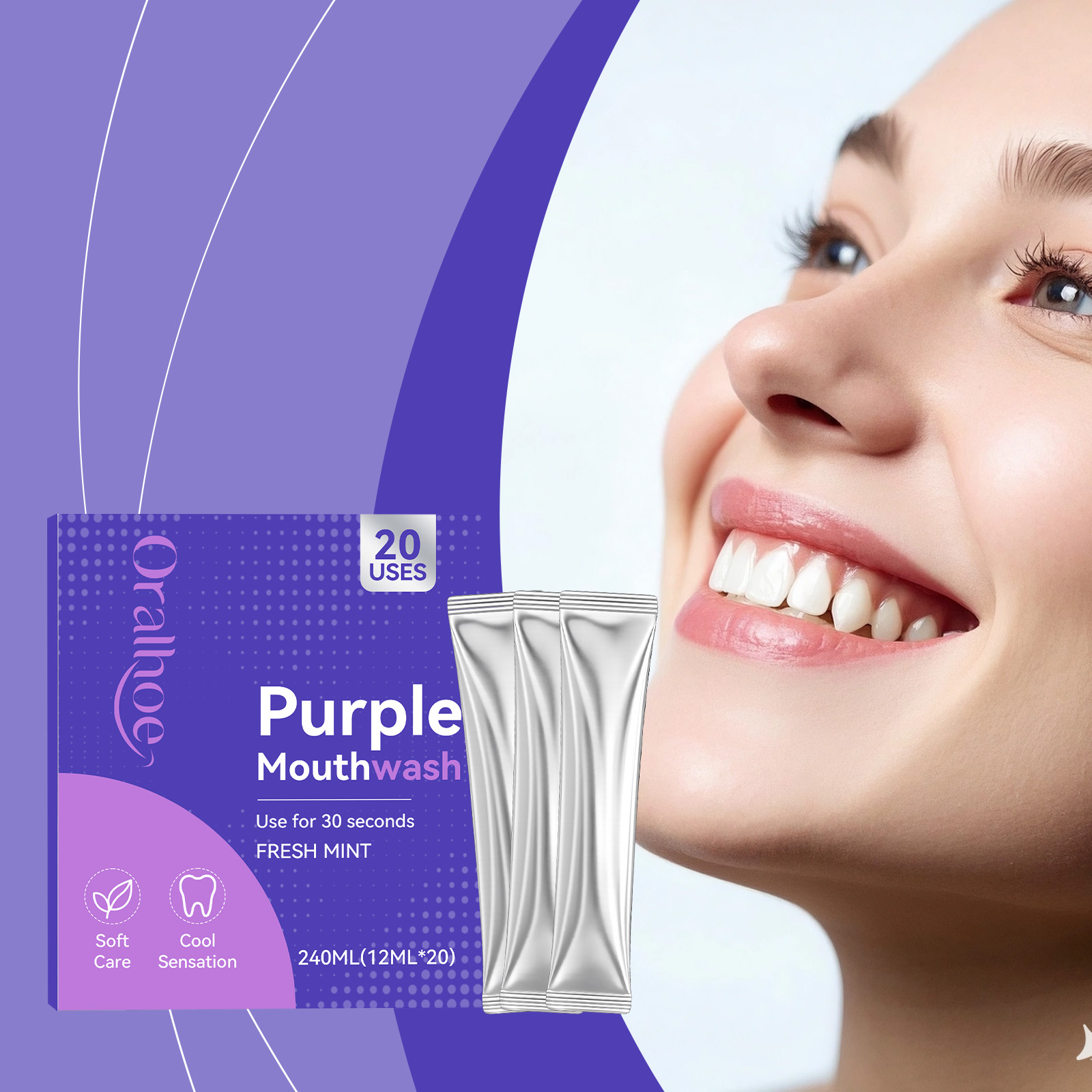 Individual Pack Purple Mouthwa - Teeth Whitening Xylitol 评论和价格